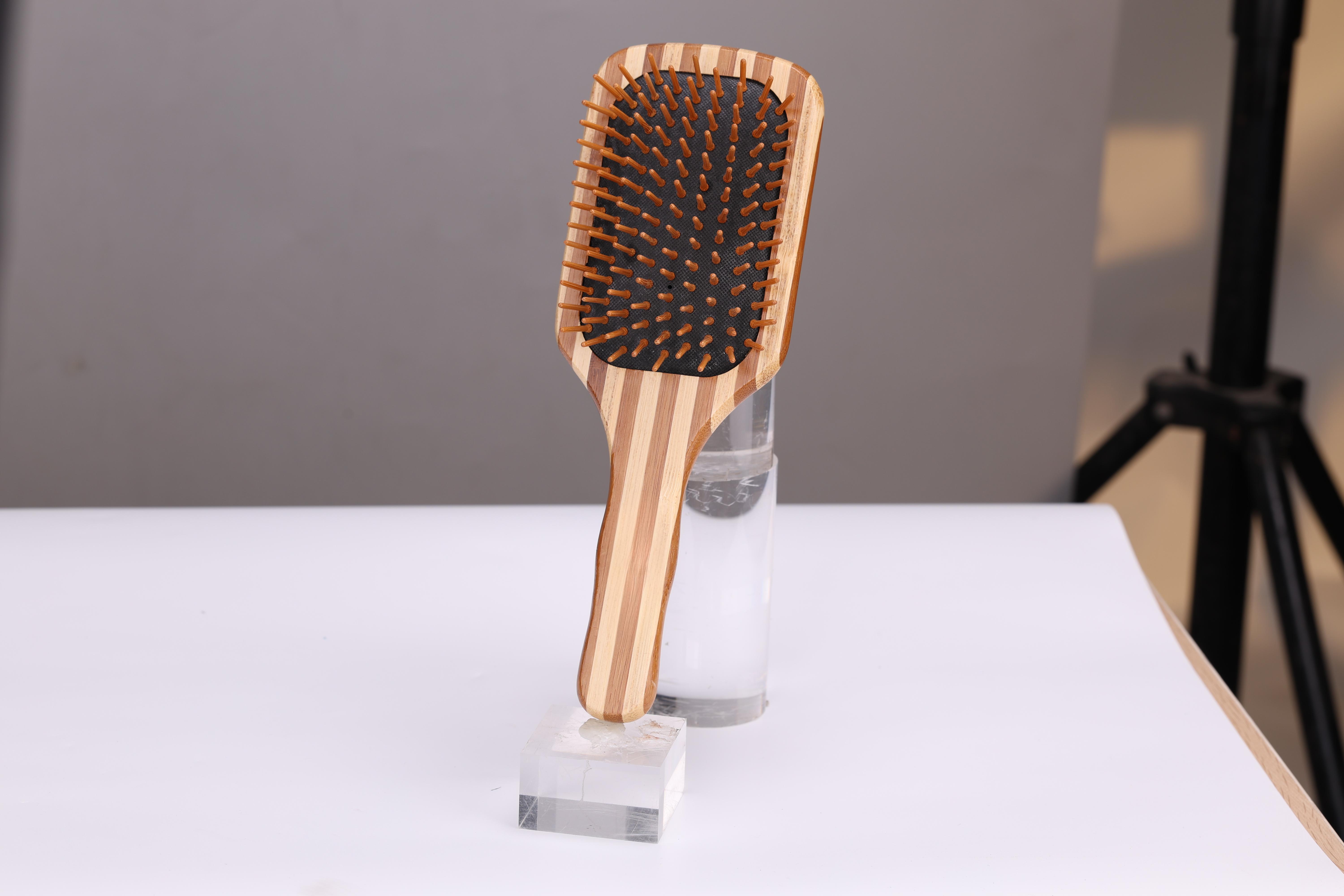 Striped bamboo hair brush